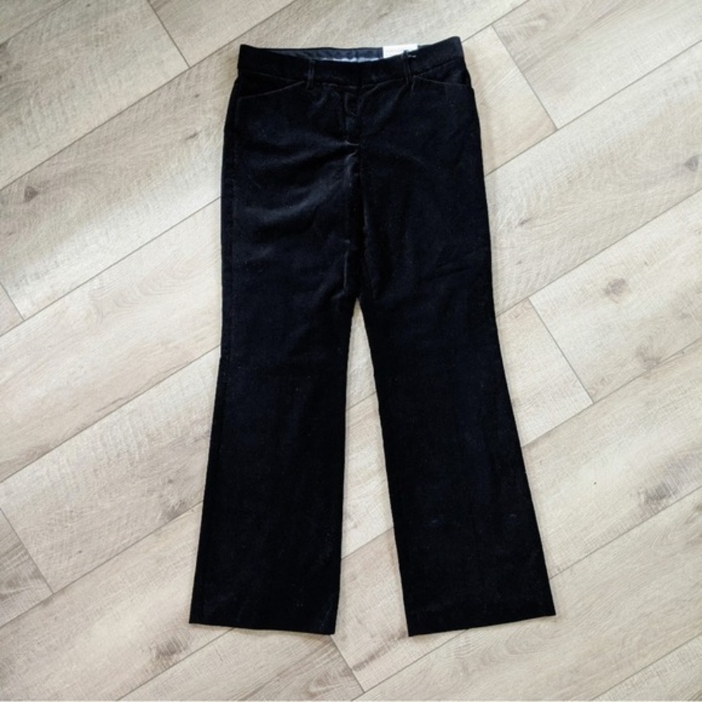 Vintage Black Velvet Mid Rise Modern Flare Trouser Pants 6 Boho Y2K Witchy